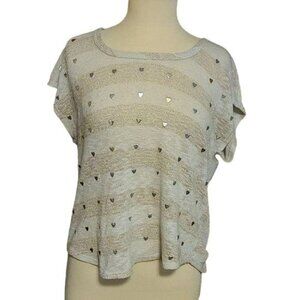Body Central Sequined High-Low Lightweight Sweater Short Sleeve